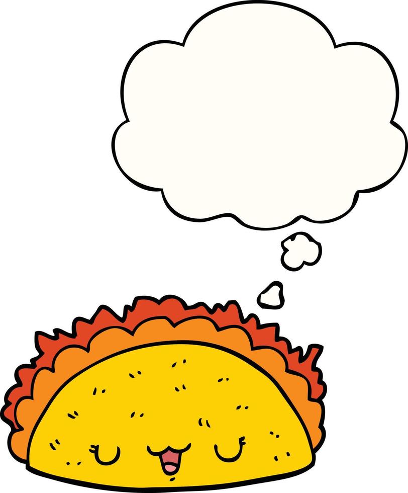 cartoon taco en gedachte bel vector