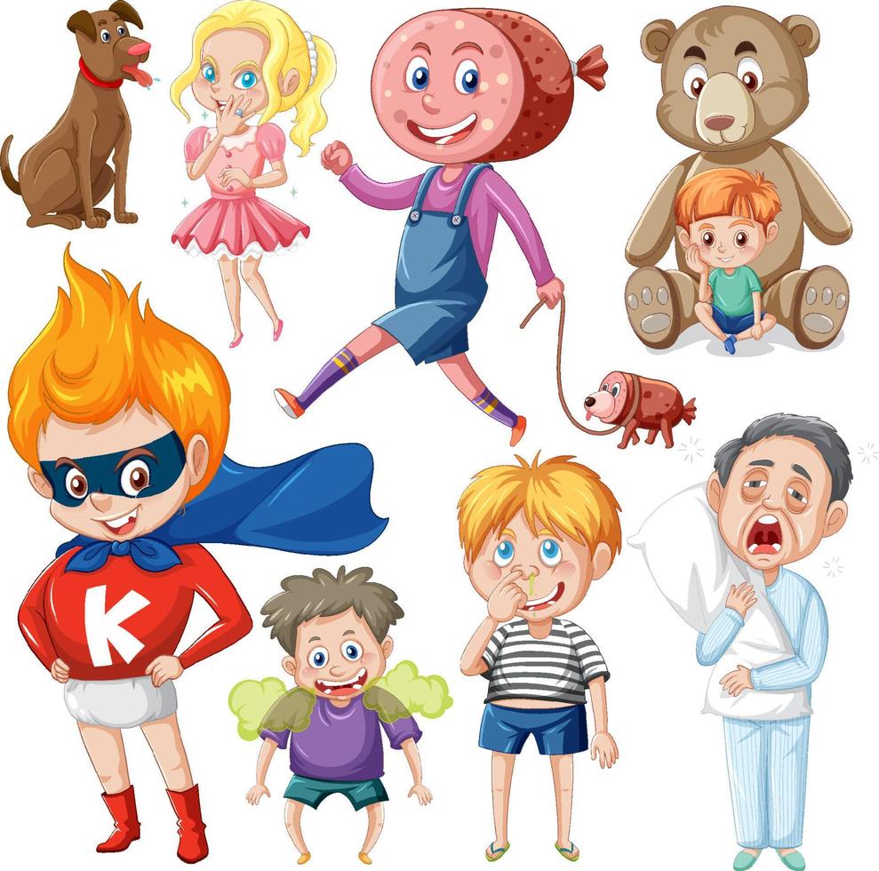 kinderen cartoon karakter naadloos patroon vector