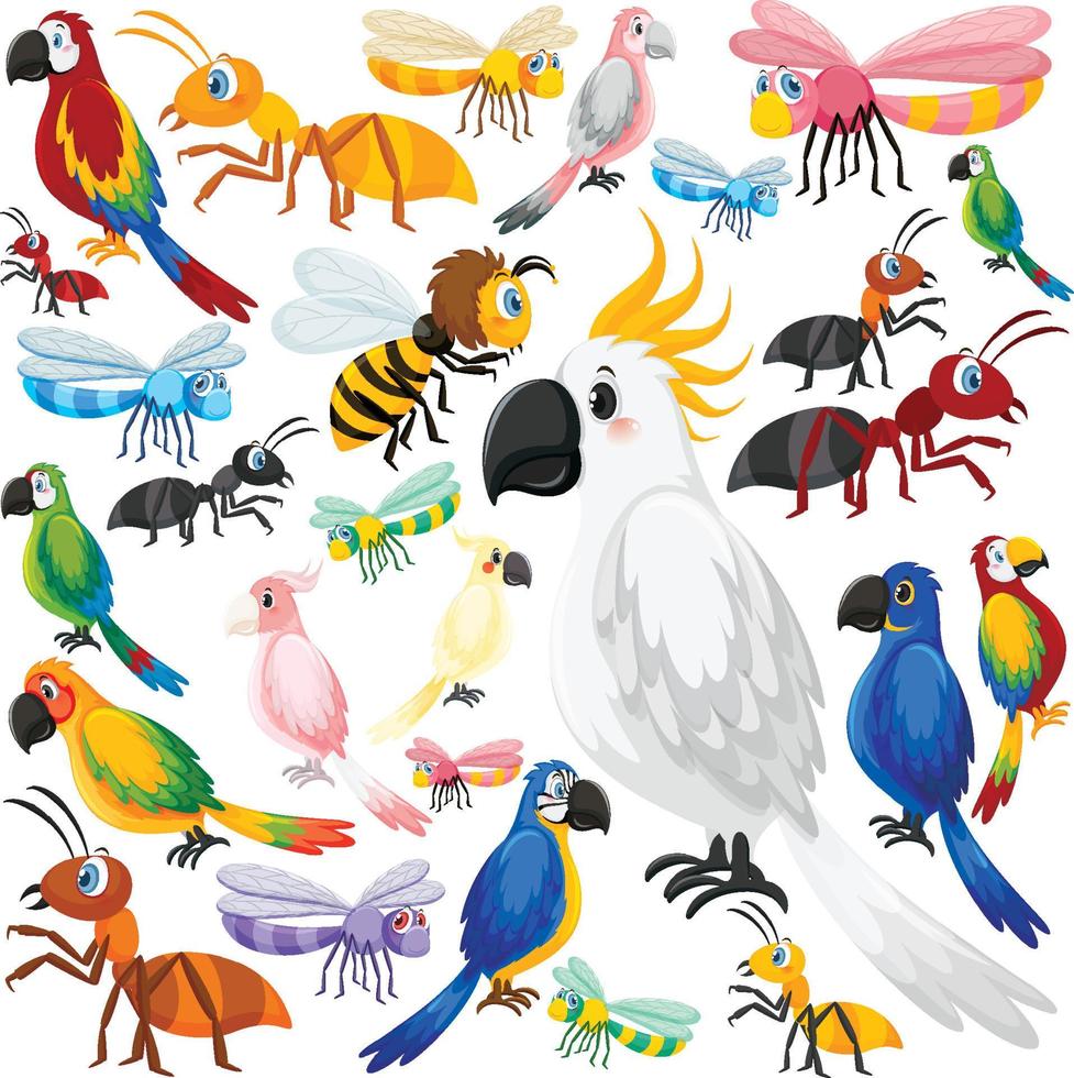 set van verschillende wilde dieren in cartoonstijl vector