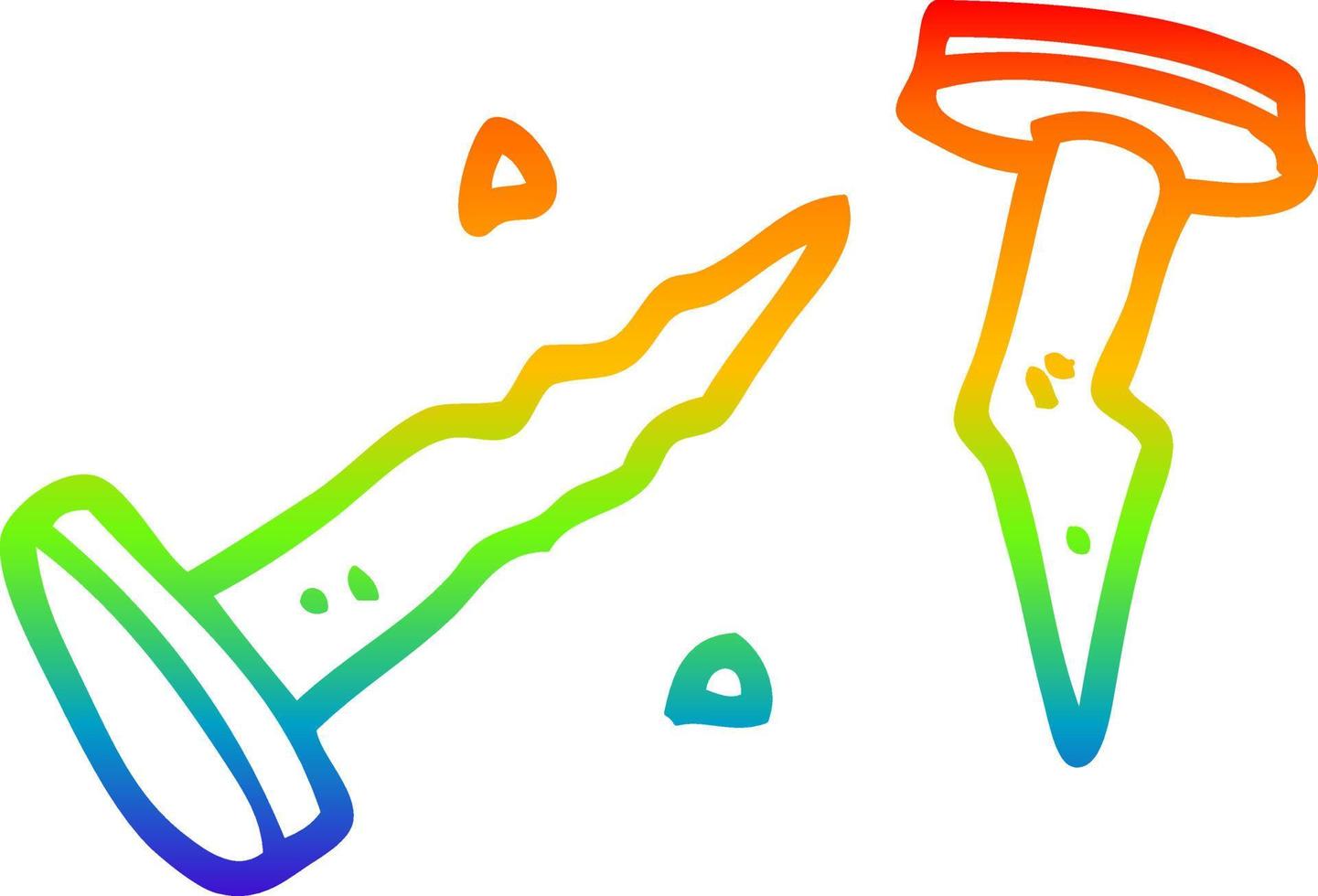 regenboog gradiënt lijntekening cartoon nagels vector