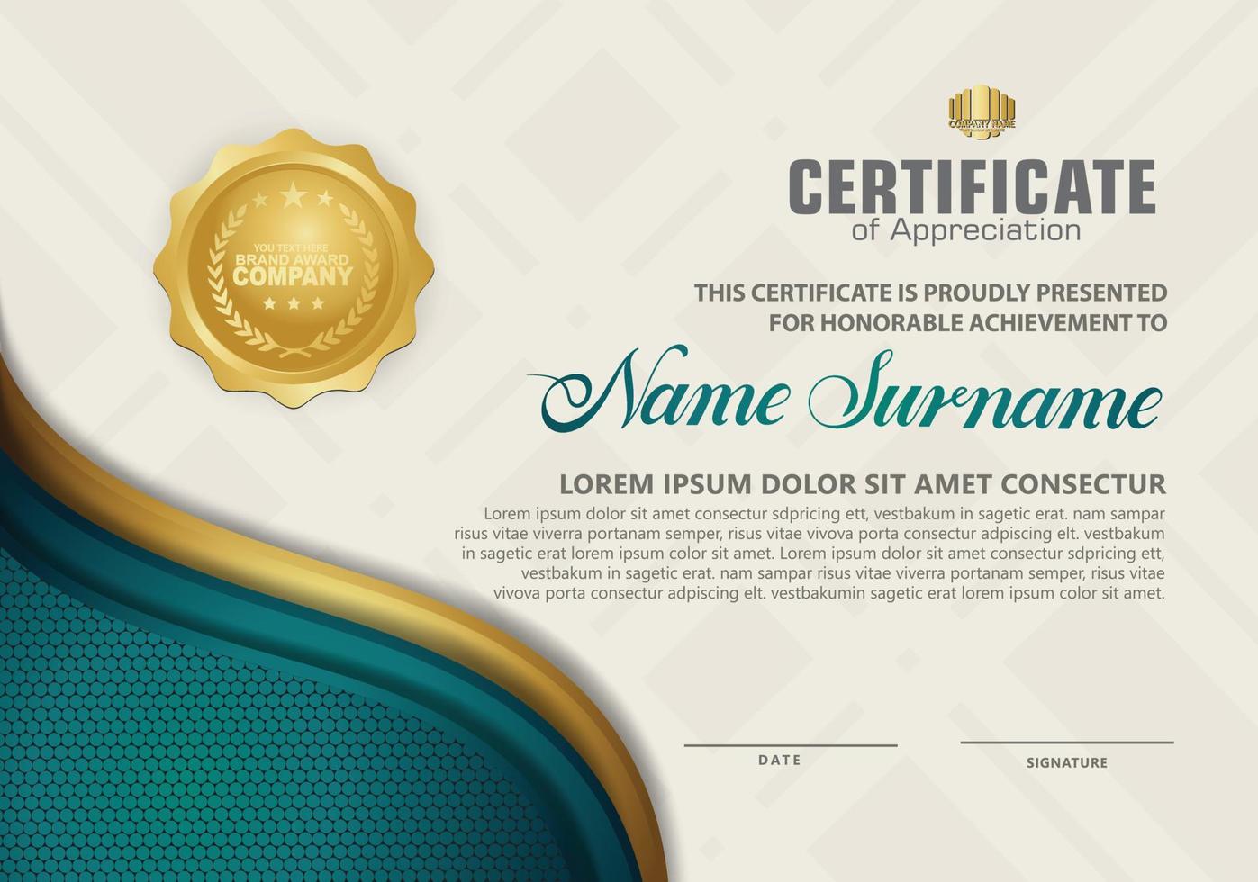 certificaatsjabloon met luxe en elegante textuurpatroonachtergrond vector