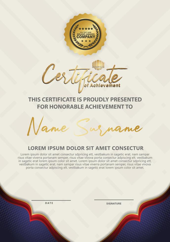 certificaatsjabloon met luxe en elegante textuurpatroonachtergrond vector