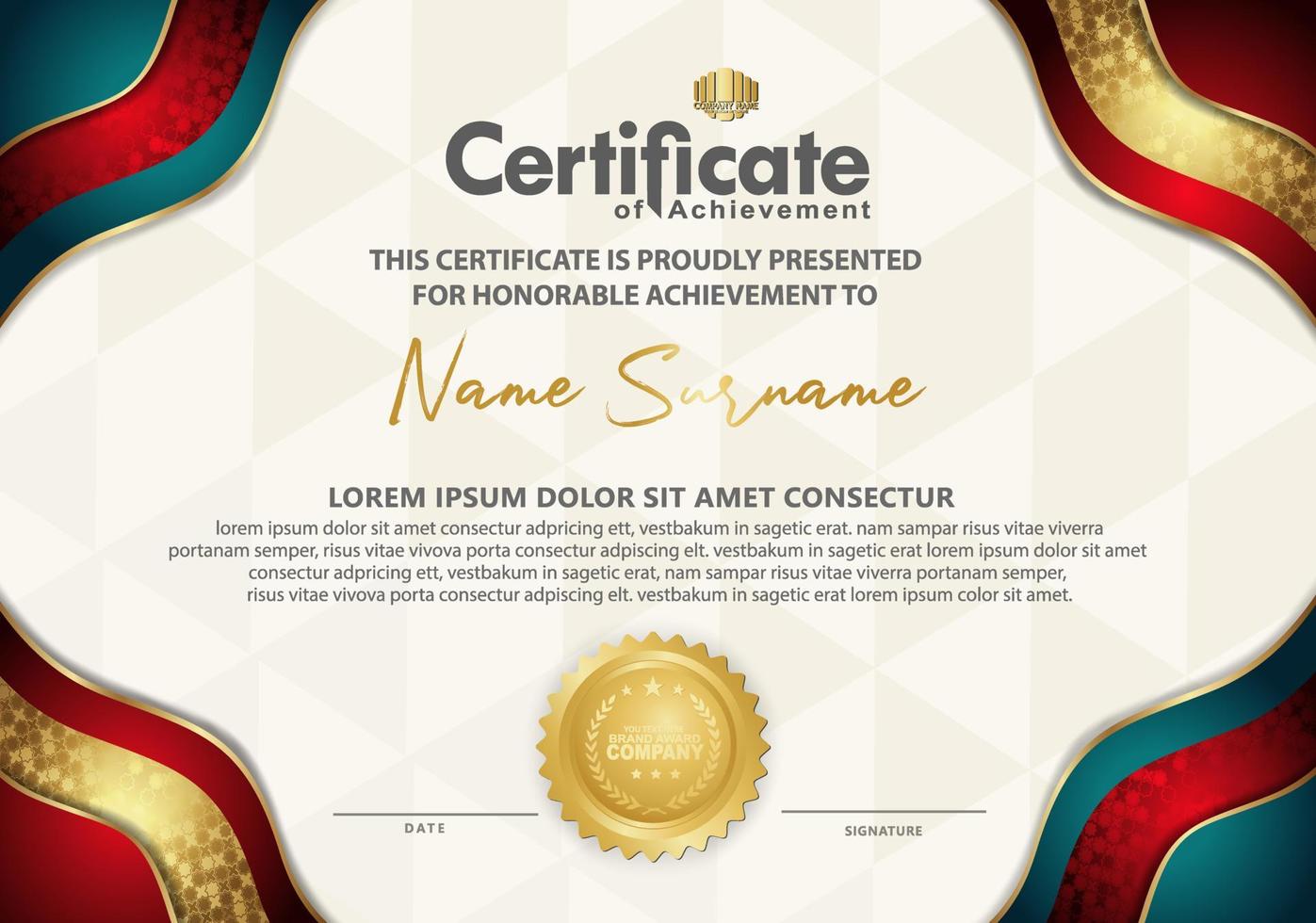 certificaatsjabloon met luxe en elegante textuurpatroonachtergrond vector