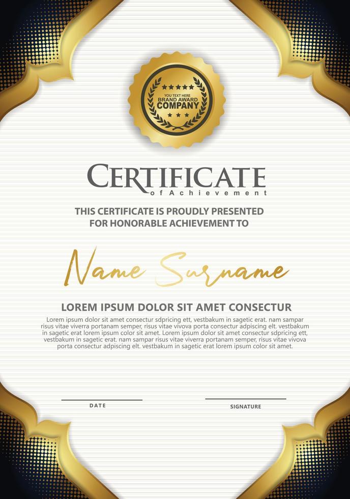 certificaatsjabloon met dynamische en futuristische textuurpatroonachtergrond vector