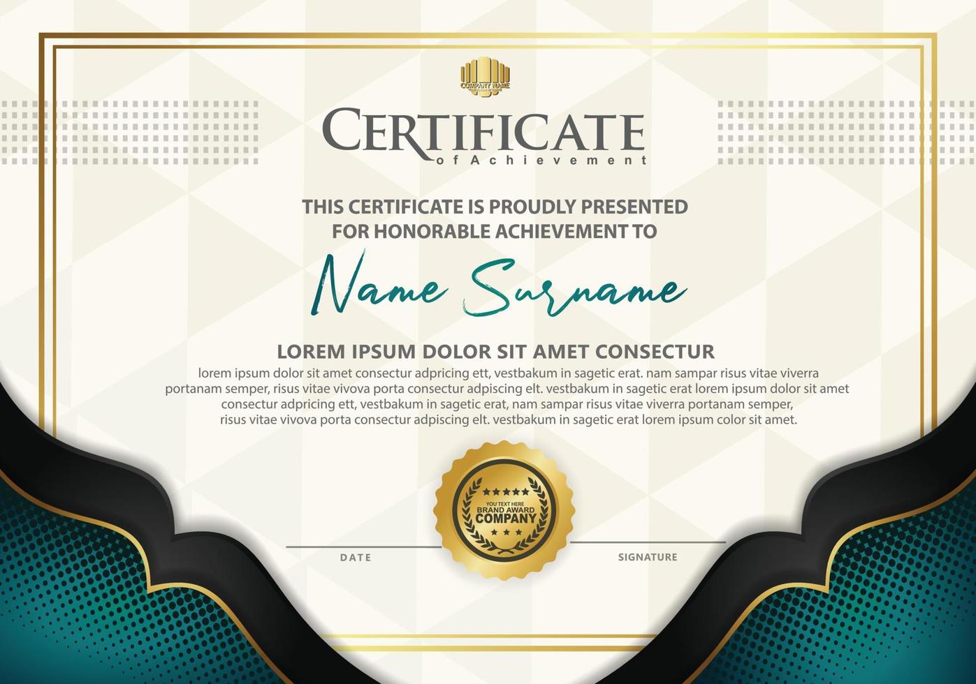 certificaatsjabloon met luxe en textuurpatroonachtergrond vector