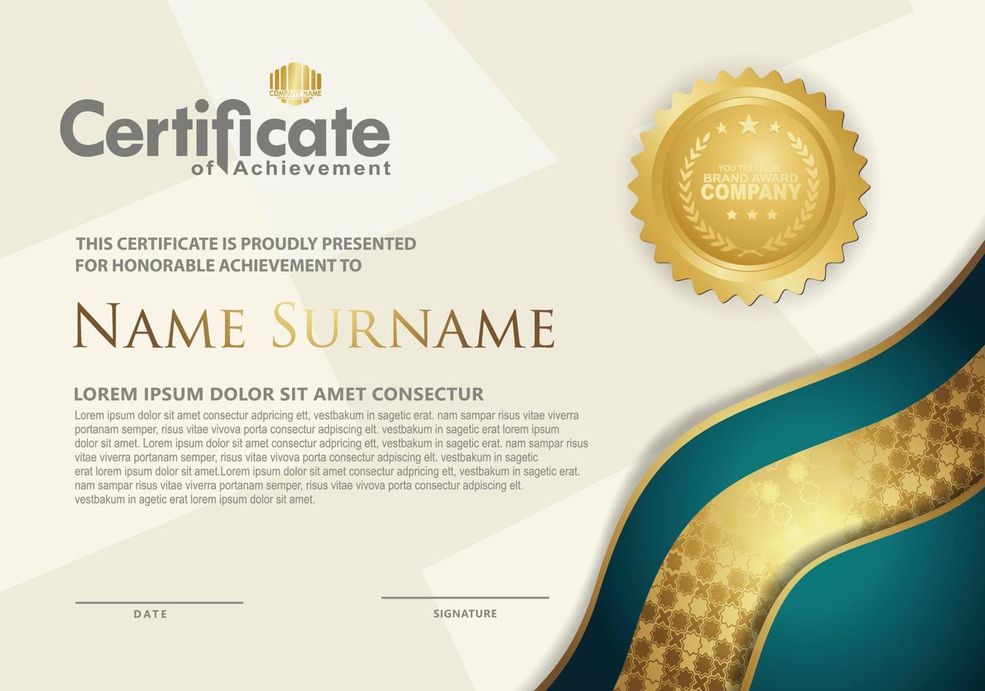 certificaatsjabloon met luxe en elegante textuurpatroonachtergrond vector