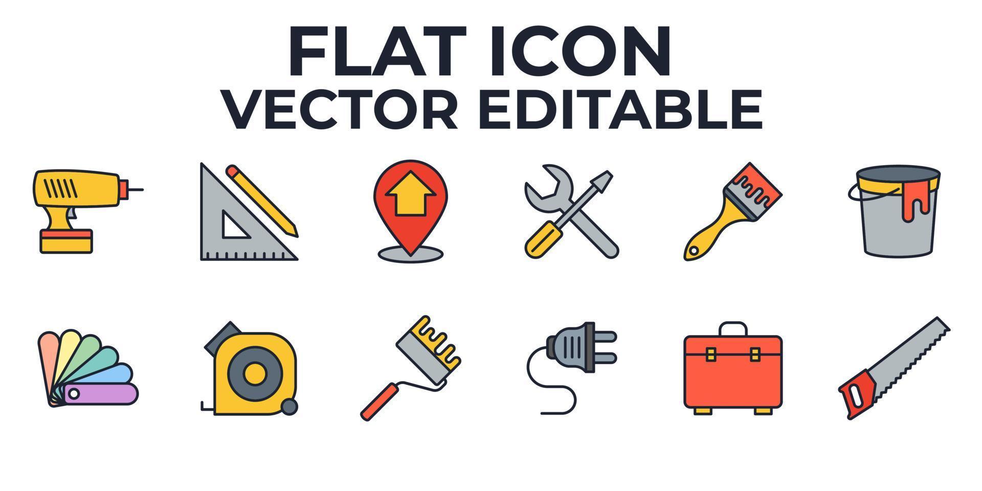 bouw en huis reparatie set pictogram symbool sjabloon voor grafisch en webdesign collectie logo vectorillustratie vector