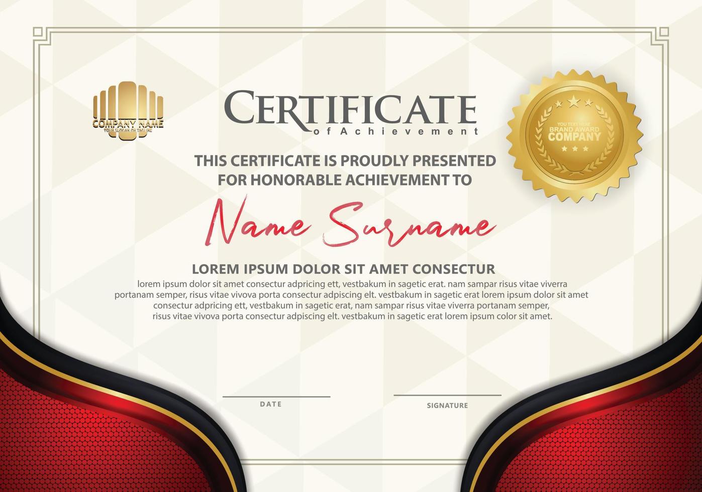 certificaatsjabloon met luxe en elegante textuurpatroonachtergrond vector