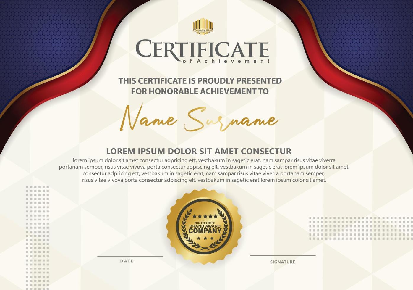 certificaatsjabloon met luxe en textuurpatroonachtergrond vector