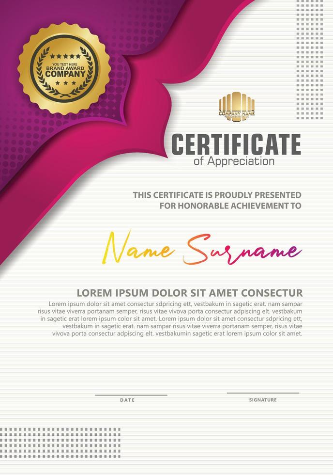 certificaatsjabloon met dynamische en futuristische textuurpatroonachtergrond vector