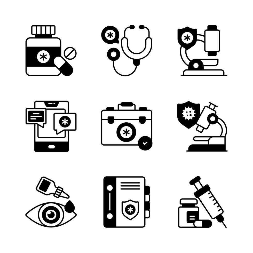 set van medische en gezondheidszorg, vector iconen. premium kwaliteit symbolen.