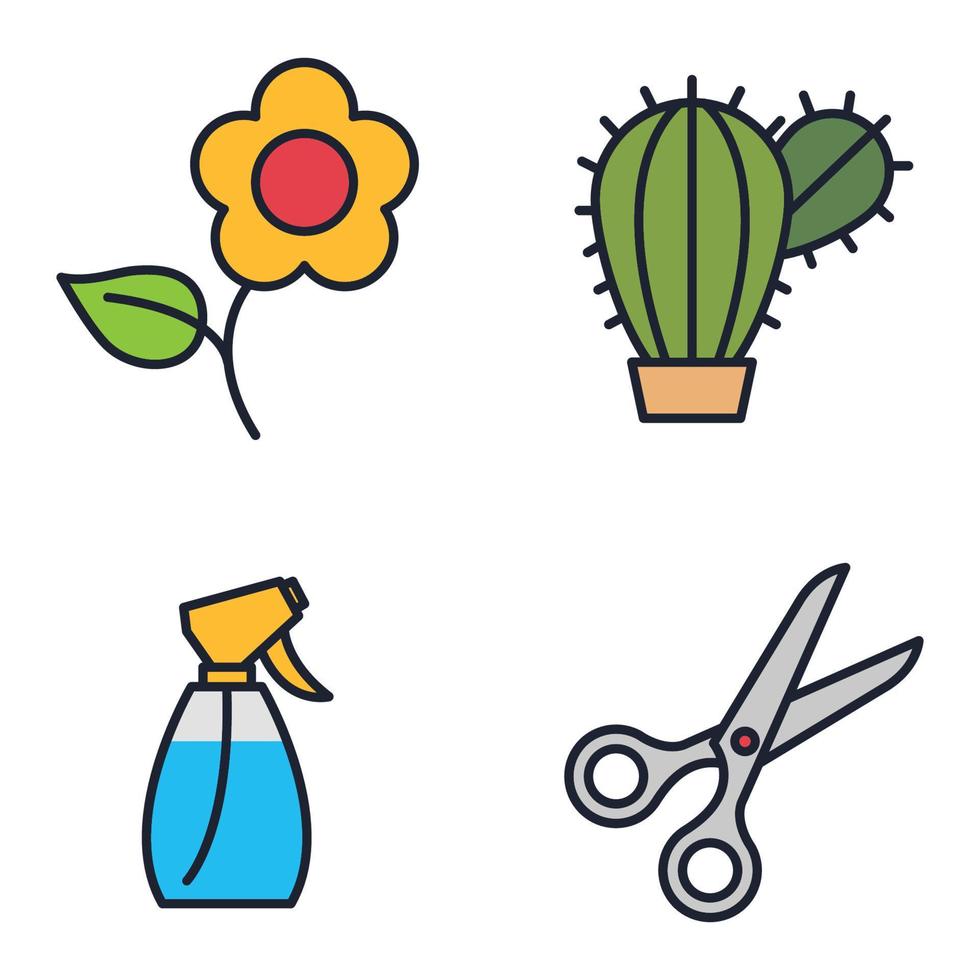 bloem en tuinieren set pictogram symbool sjabloon voor grafisch en webdesign collectie logo vector illustratie