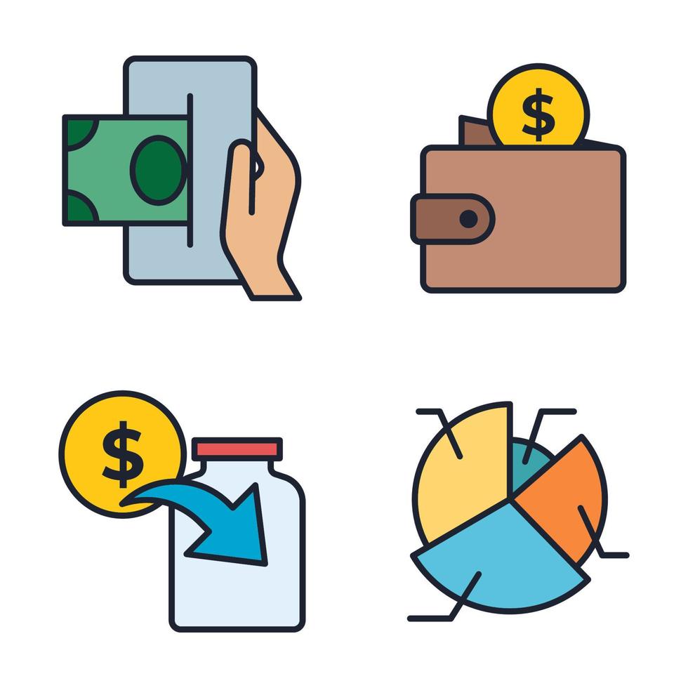 geld financiën betaling set pictogram symbool sjabloon voor grafisch en webdesign collectie logo vectorillustratie vector