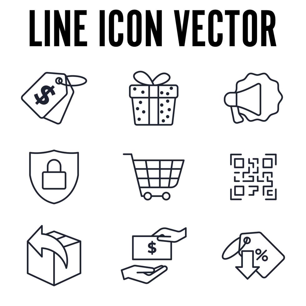 e-commerce set pictogram symbool sjabloon voor grafisch en webdesign collectie logo vectorillustratie vector