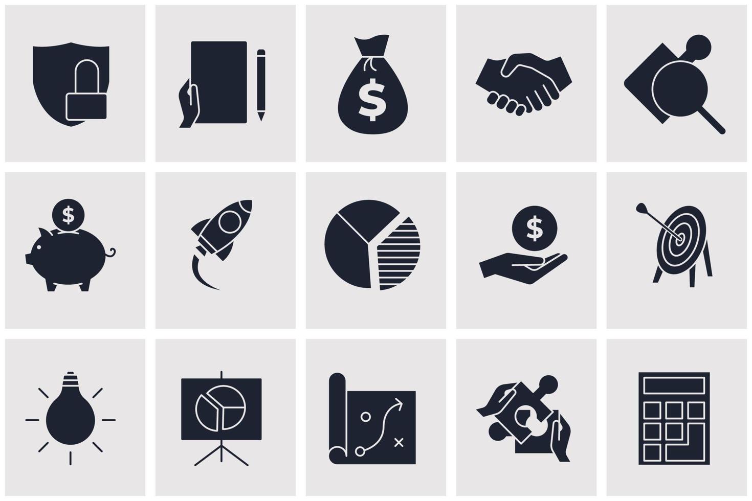 zakelijke en financiële elementen instellen pictogram symbool sjabloon voor grafische en webdesign collectie logo vectorillustratie vector