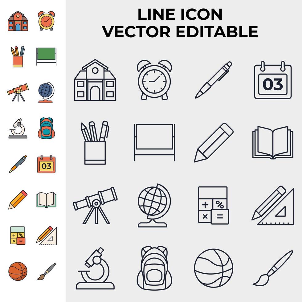 onderwijs set pictogram symbool sjabloon voor grafisch en webdesign collectie logo vector illustratie