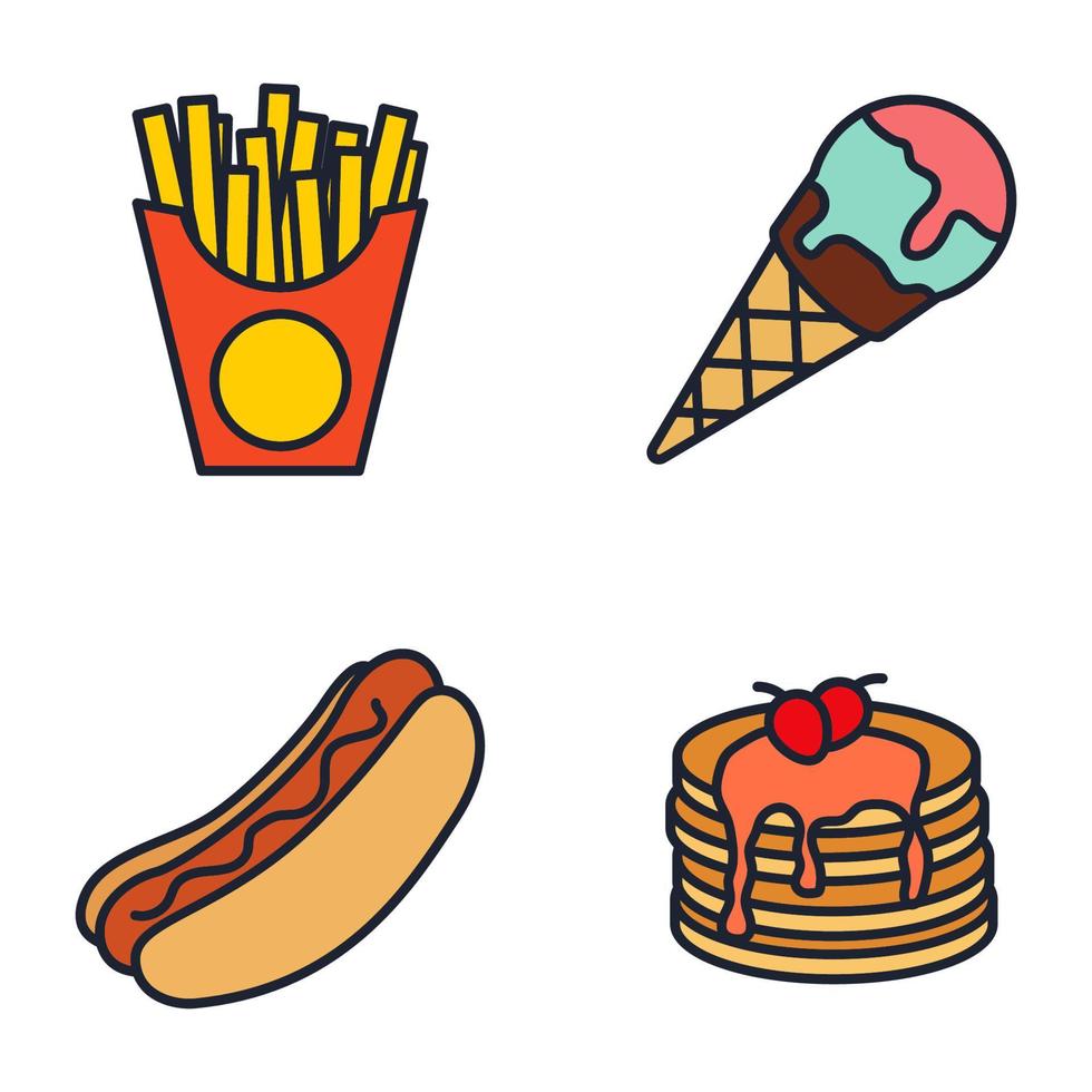 fastfood set pictogram symbool sjabloon voor grafische en webdesign collectie logo vectorillustratie vector