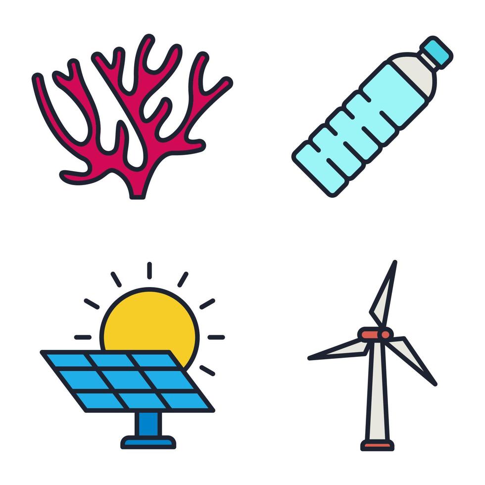ecologie en milieu set pictogram symbool sjabloon voor grafisch en webdesign collectie logo vectorillustratie vector