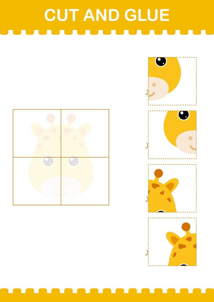knip en lijm girafgezicht. werkblad voor kinderen vector