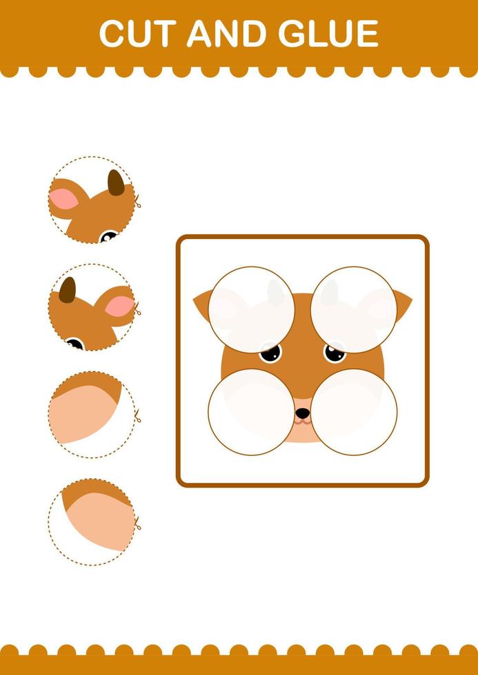 knip en lijm het gezicht van een hert. werkblad voor kinderen vector