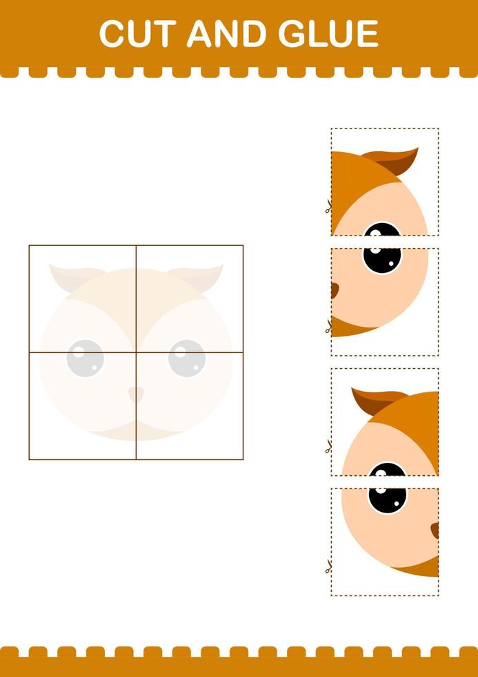 knip en lijm uilengezicht. werkblad voor kinderen vector