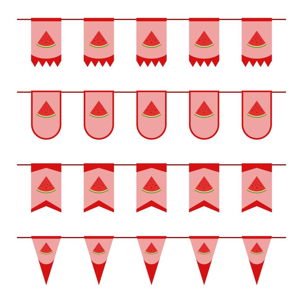 set gekleurde vlaggen met watermeloen vector