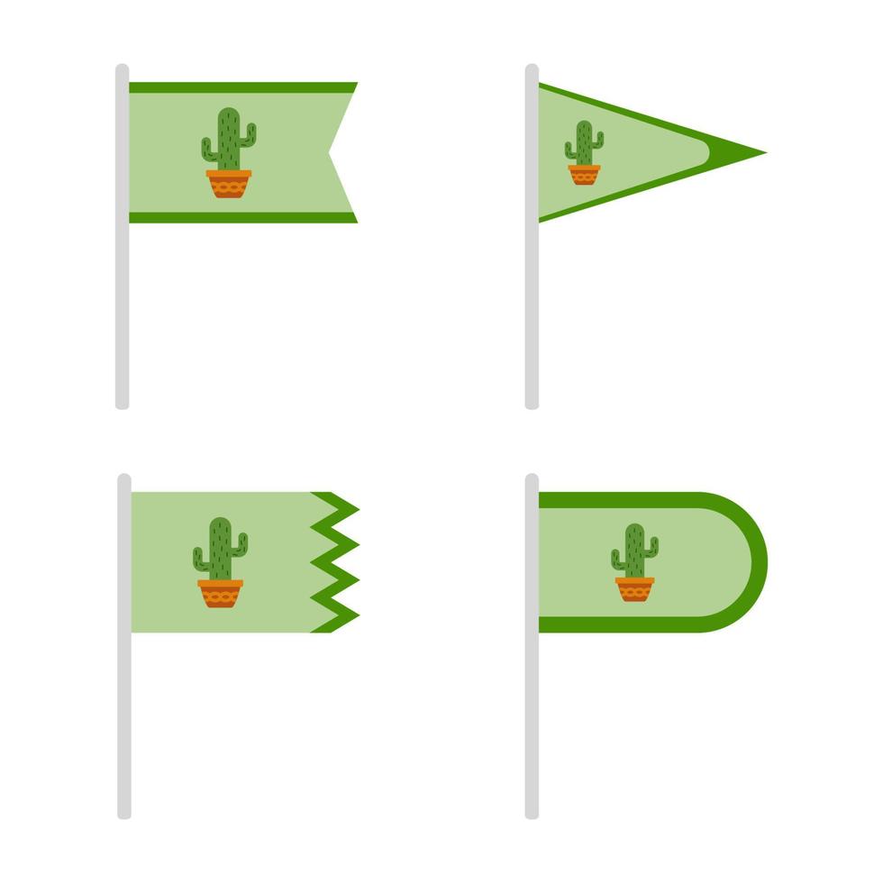 set gekleurde vlaggen met cactus vector