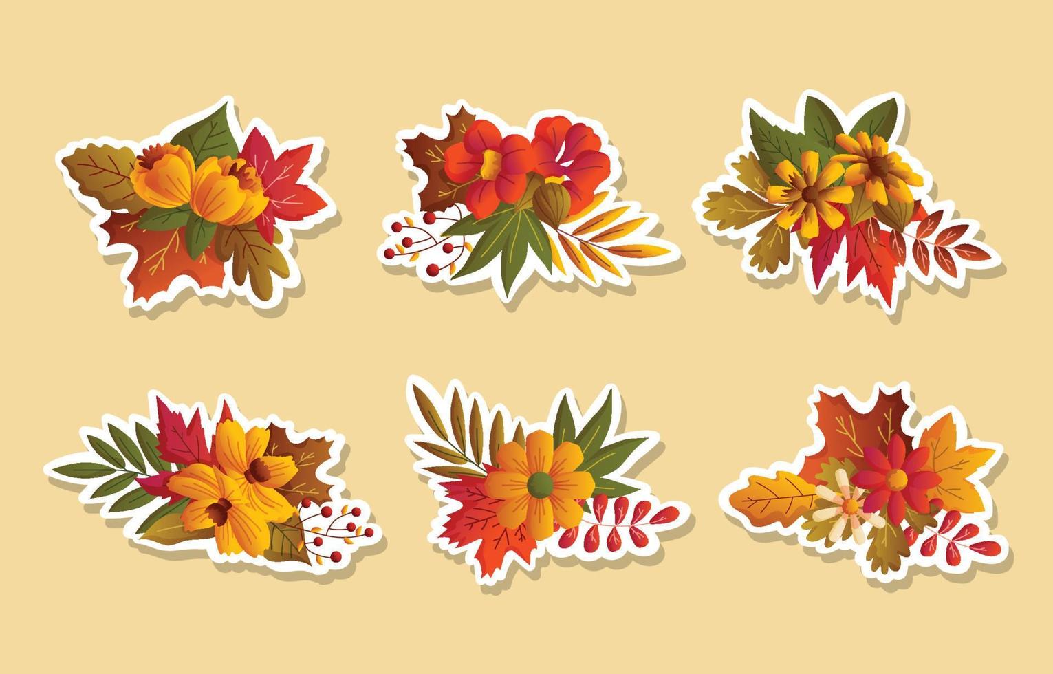 herfst bloemen herfst sticker vector