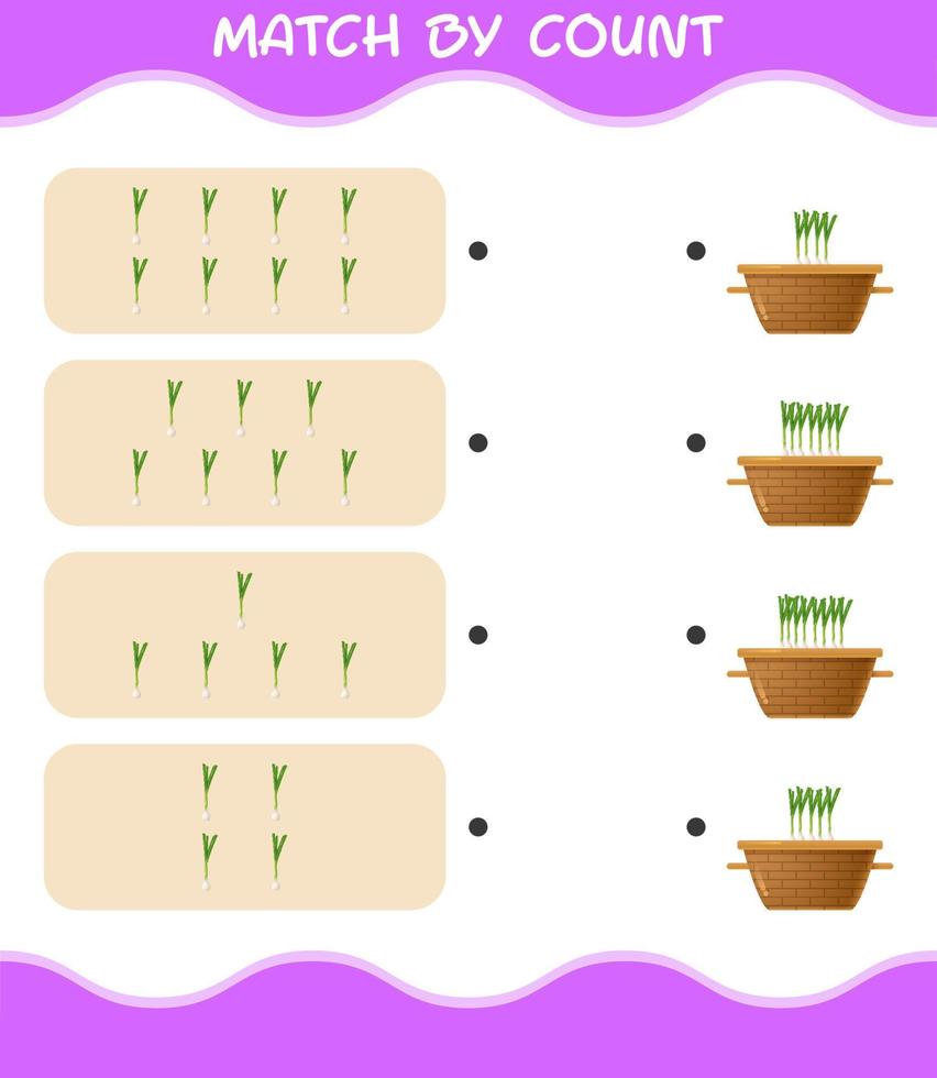 match door telling van cartoon lente-ui. match en tel spel. educatief spel voor kleuters en peuters vector