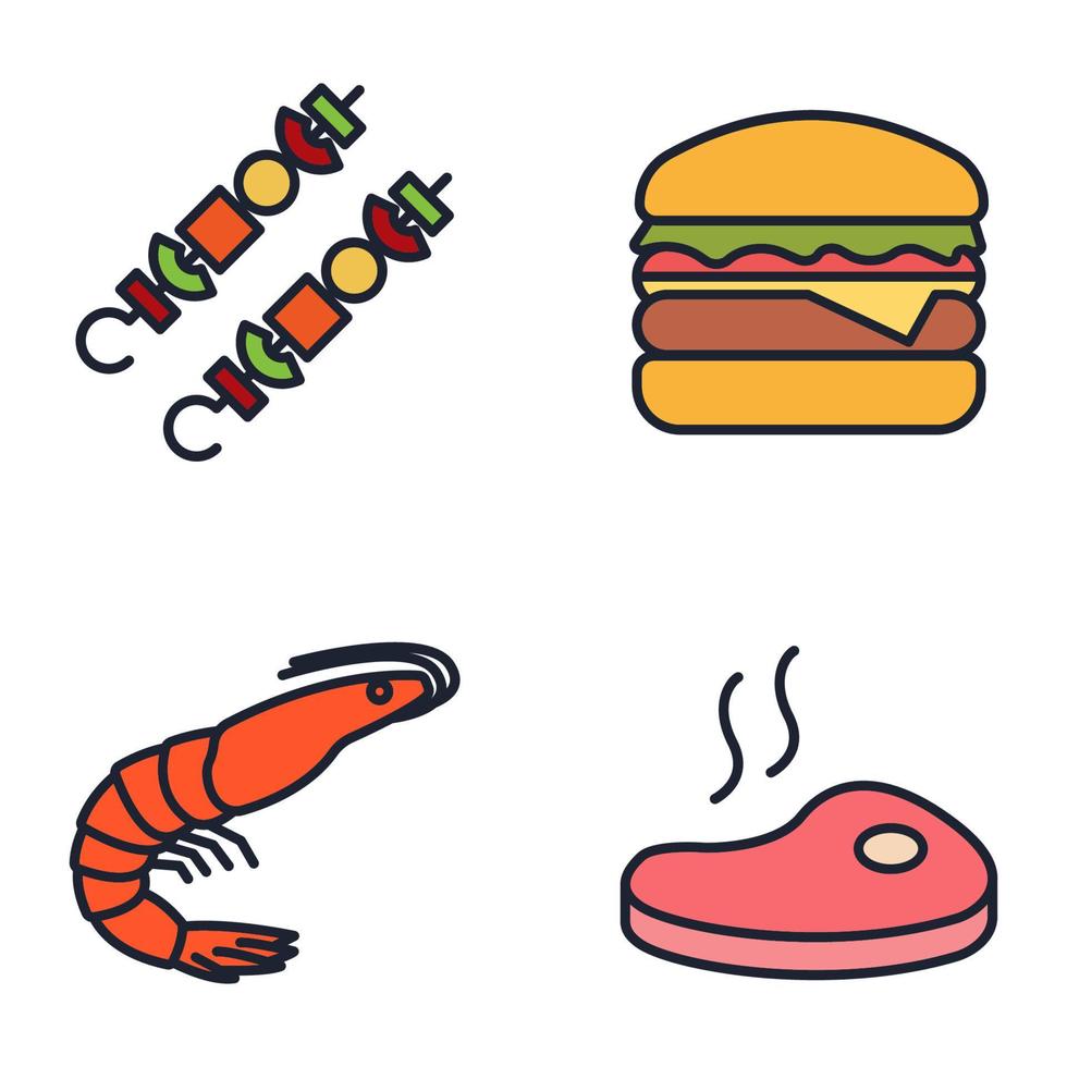 vlees, gevogelte, vis en eieren instellen symbool pictogrammalplaatje voor grafische en webdesign collectie logo vectorillustratie vector