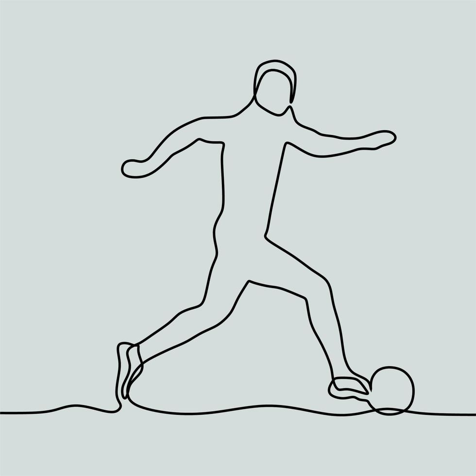 doorlopende lijntekening op mensen die voetbal spelen vector