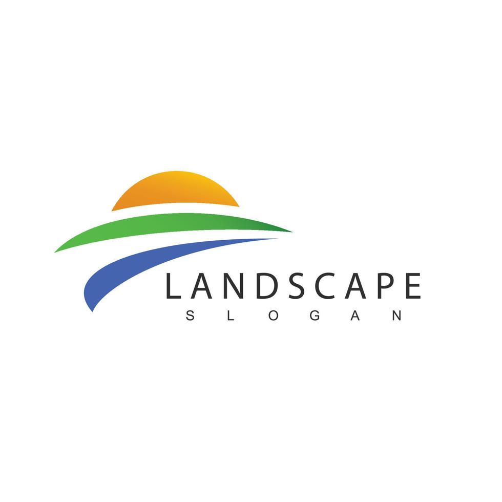 landschapslogo-ontwerpsjabloon, geschikt voor pictogram van boerderij, hotel en reisorganisatie vector