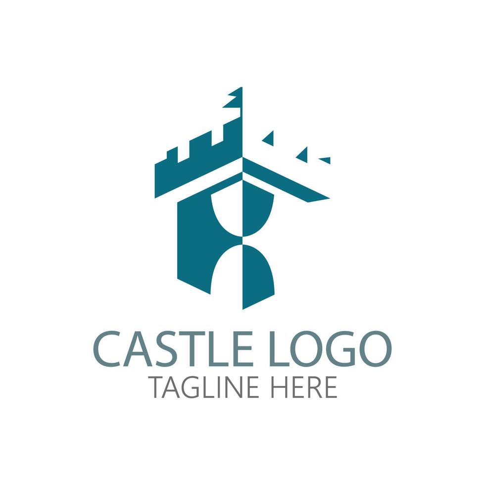 kasteel logo symbool vector illustratie ontwerpsjabloon