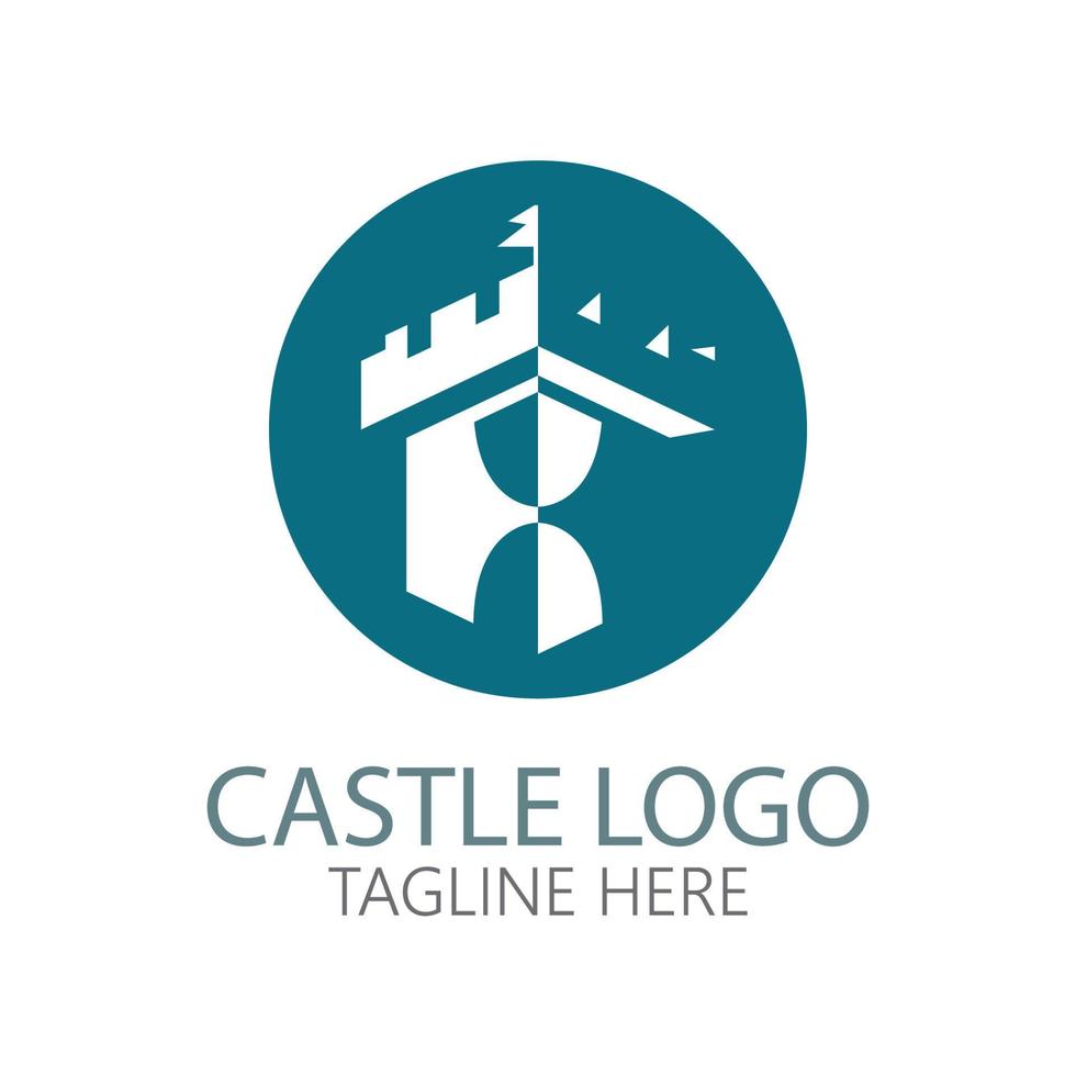 kasteel logo symbool vector illustratie ontwerpsjabloon