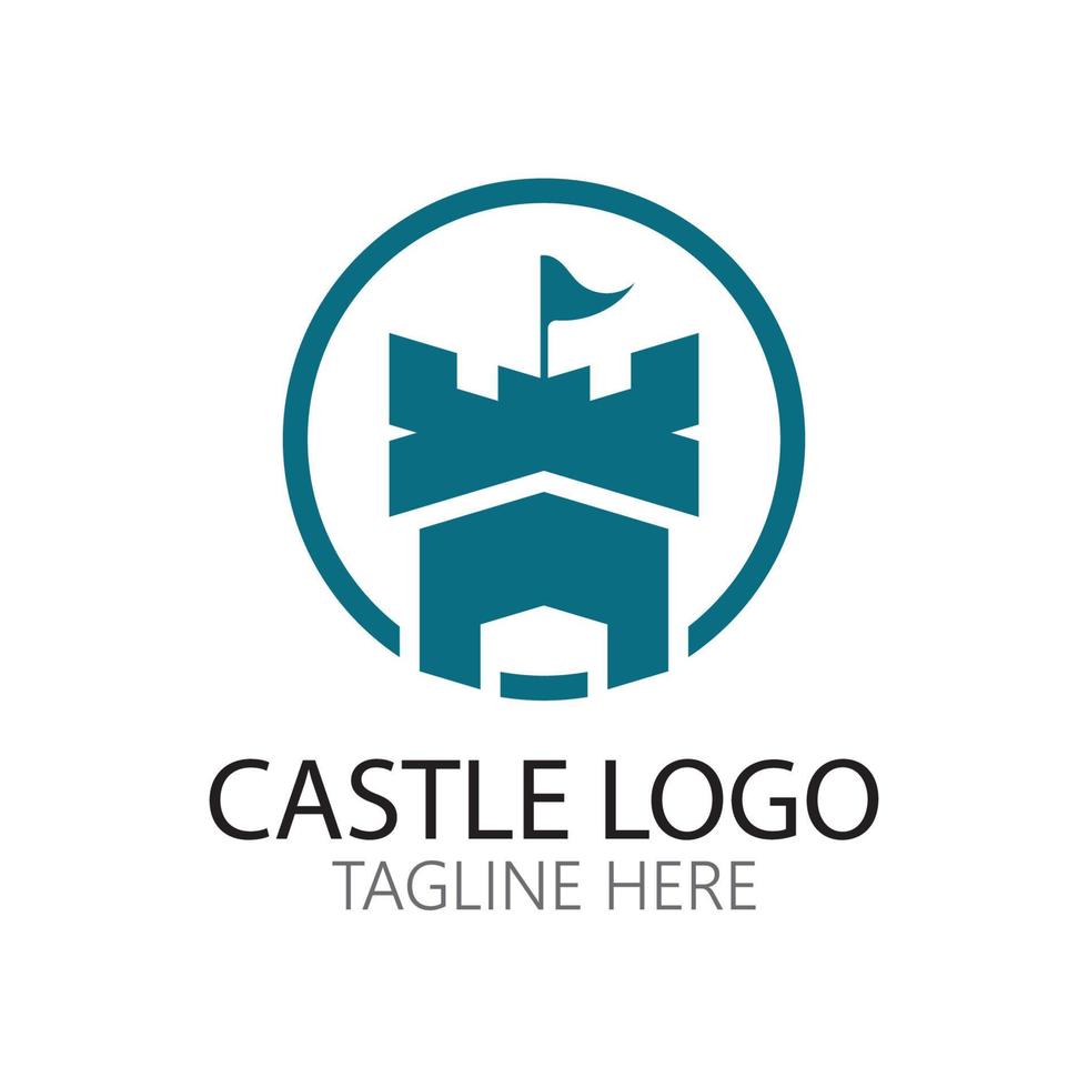 kasteel logo symbool vector illustratie ontwerpsjabloon