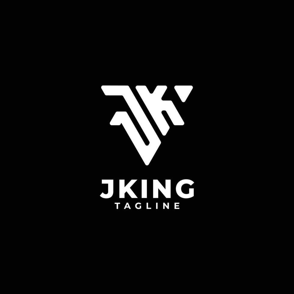 driehoek initialen monogram logo met letter jk, j en k vector