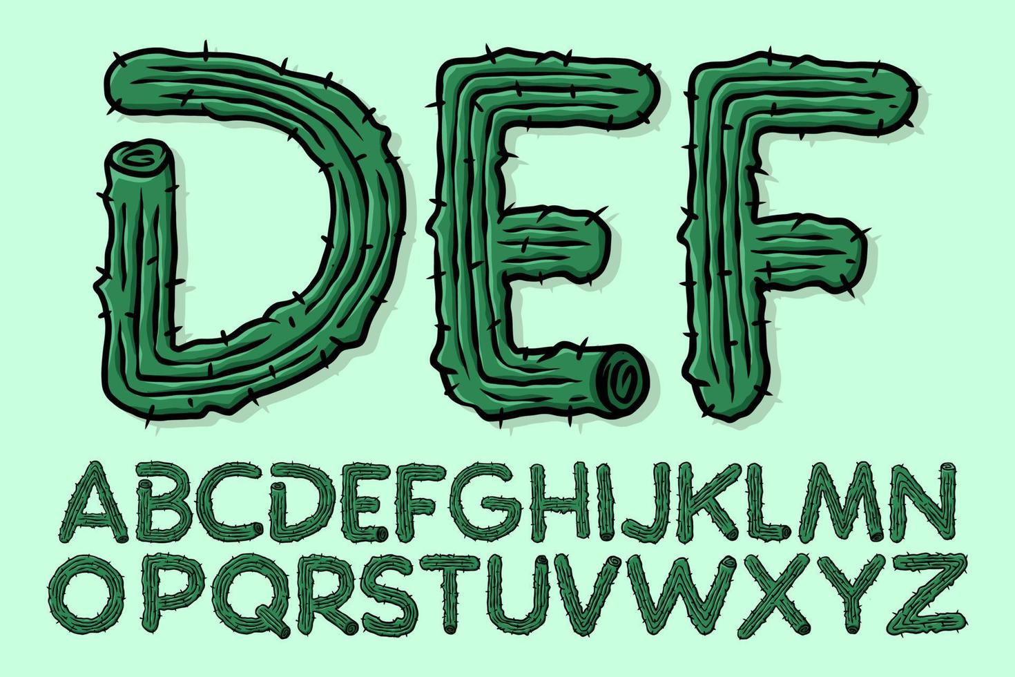 alfabet cactus stijl tekst vector