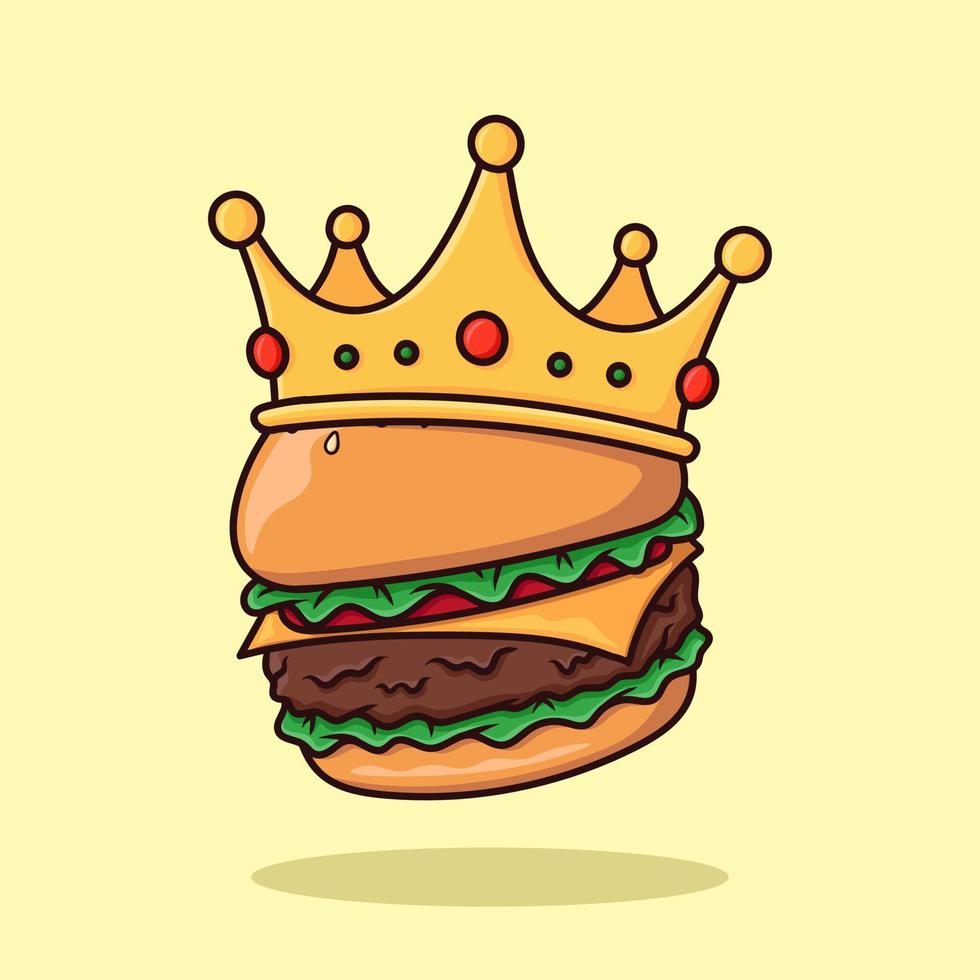 hamburger koning fast food cartoon vectorillustratie vector