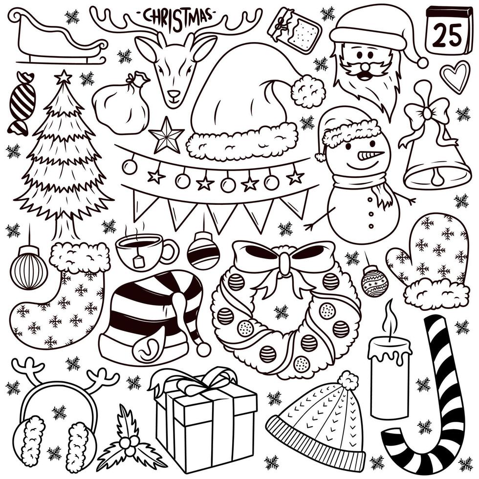 hand getrokken kerst doodle vector set