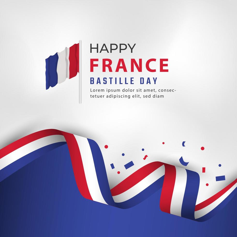 happy frankrijk bastille dag of onafhankelijkheidsdag viering vector ontwerp illustratie. sjabloon voor poster, banner, reclame, wenskaart of printontwerpelement