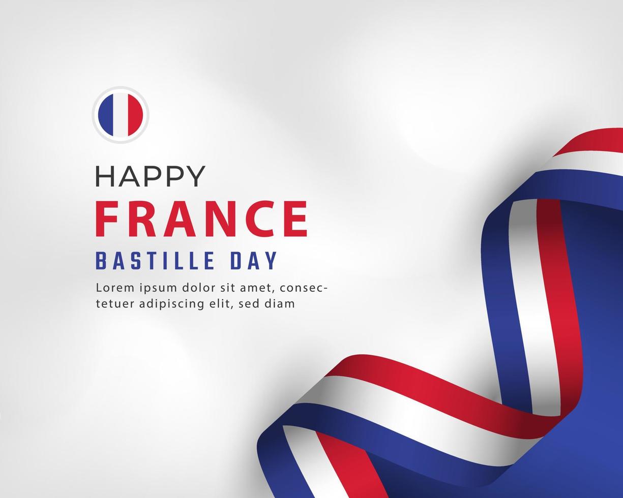 happy frankrijk bastille dag of onafhankelijkheidsdag viering vector ontwerp illustratie. sjabloon voor poster, banner, reclame, wenskaart of printontwerpelement