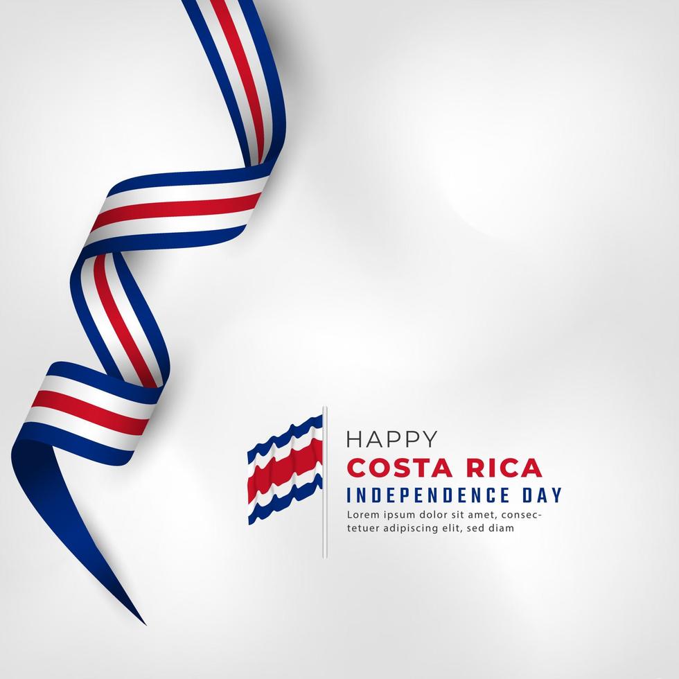 happy costa rica onafhankelijkheidsdag 15 september viering vectorillustratie ontwerp. sjabloon voor poster, banner, reclame, wenskaart of printontwerpelement vector