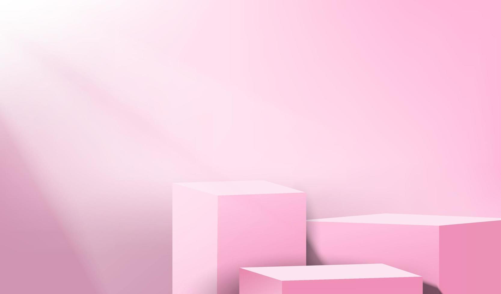 realistisch cilinder roze podium met lichtscène productpresentatie. vector