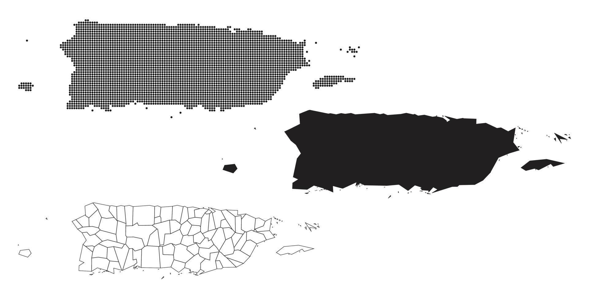 Puerto Rico kaart geïsoleerd op een witte achtergrond. vector