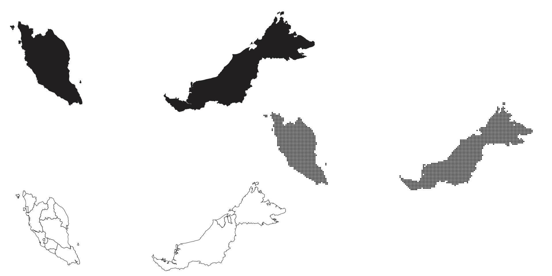 Maleisië kaart geïsoleerd op een witte achtergrond. vector