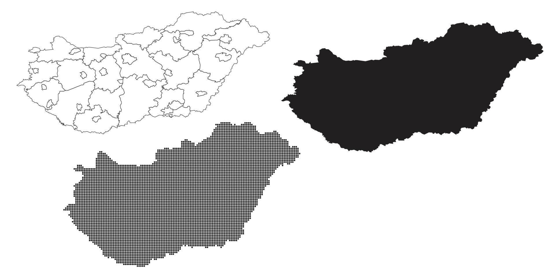 Hongarije kaart geïsoleerd op een witte achtergrond. vector