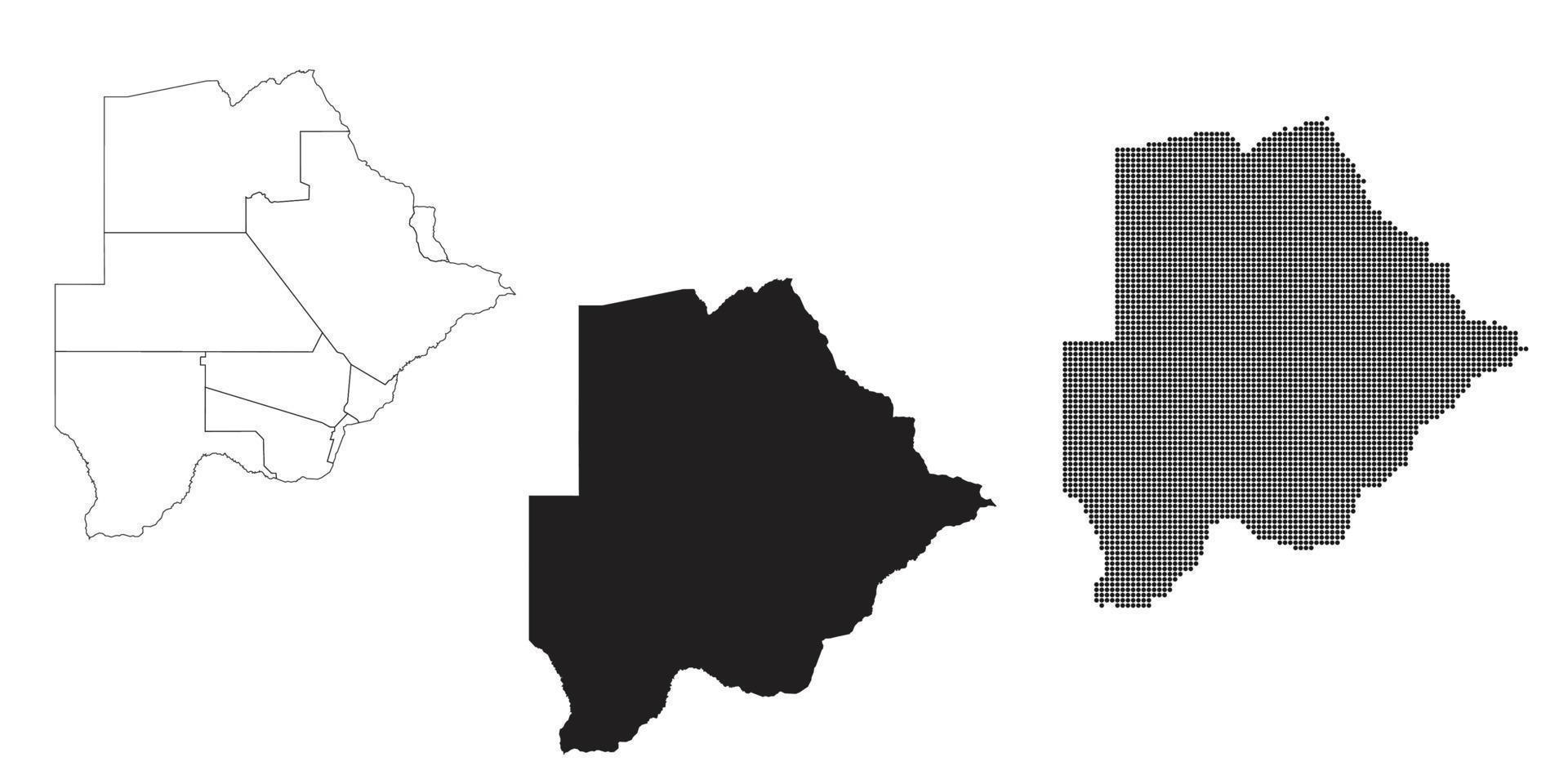 Botswana kaart geïsoleerd op een witte achtergrond. vector