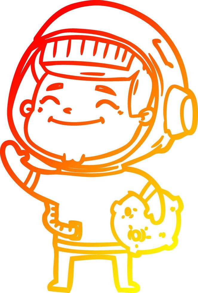 warme gradiënt lijntekening happy cartoon astronaut vector