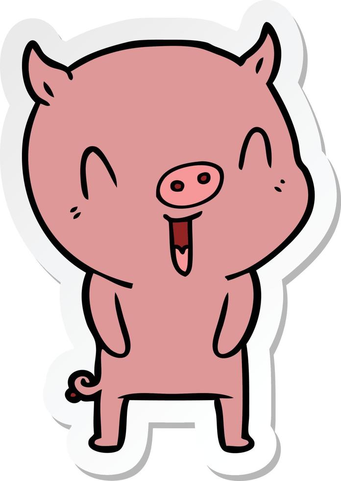 sticker van een happy cartoon varken vector
