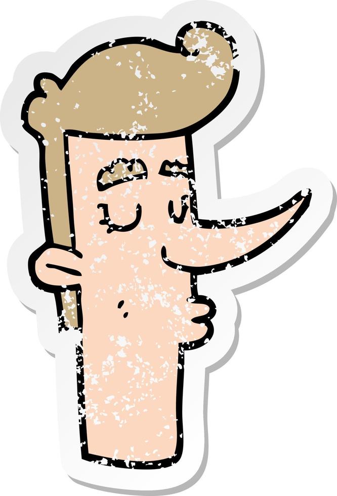 verontruste sticker van een cartoon-arrogante man vector